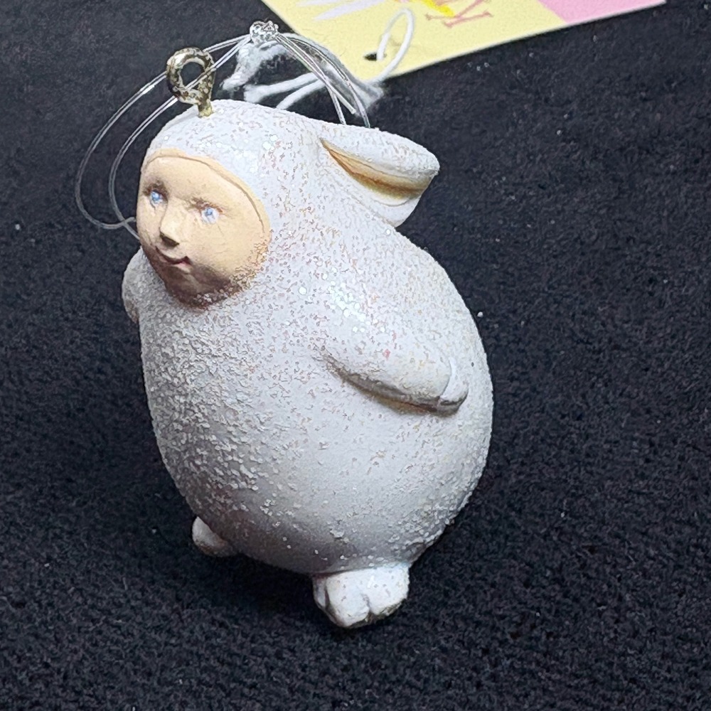 Department 56 Krinkles Gray Mini Bunny Ornament Ears‎ Down New Old Stock Vintage